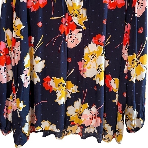 Old Navy Multicolored Lace-up Front Babydoll Tunic Blue Floral dress XL - Picture 4 of 9